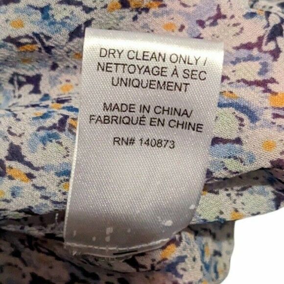 LoveShackFancy Nellie Bluejay 100% Silk Top Floral Ruffle Jewel Blouse XS - Picture 6 of 8